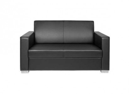 Schwarzes Leder Sofa Zweisitzer Couch Lounge 2-Sitzer Moderner Club 2-er